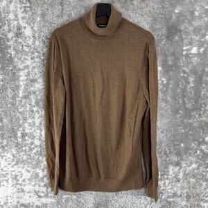 Express Size L Turtleneck Merino Wool Sweater Brown Long Sleeve Pullover Casual
